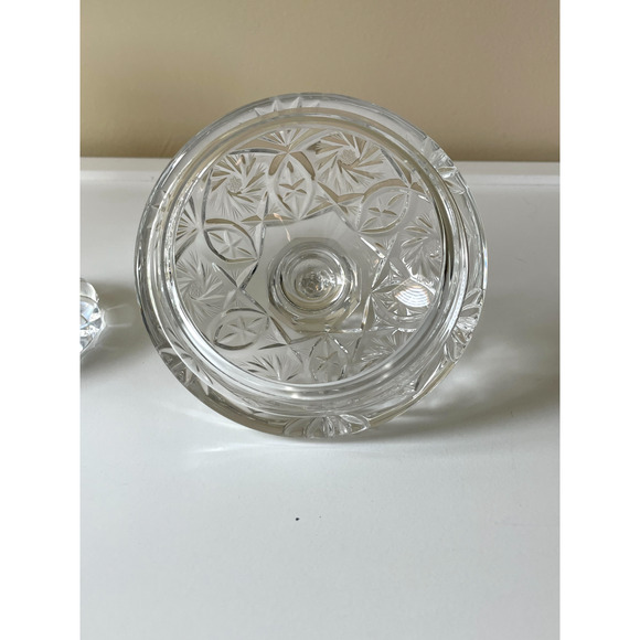 MCM Etched Lead Crystal Footed Pedestal Bowl with Lid 10.5 Inches Tall - Picture 5 of 5